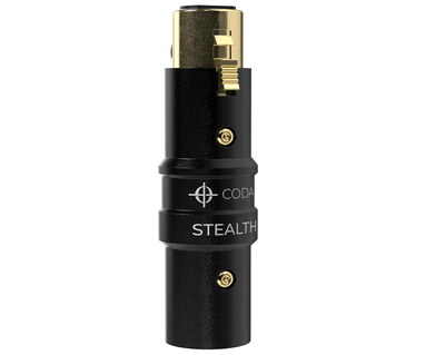 Image of CODA Music Technologies' MB-Stealth In-Line Microphone Preamp Booster, showcasing its compact and portable design that provides a significant boost to the signal of dynamic and ribbon microphones.